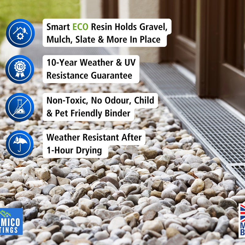 Bark & Mulch Glue ECO-Resin™ Holder Binder | 5 litres | Waterbased Binder for Bark & Mulch on Borders, Patios & Garden Paths. Non Toxic & Pet Friendly