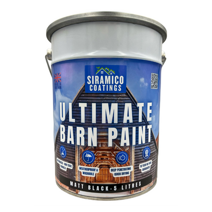 One Coat Ultimate Barn Acrylic Paint with Eco-Resin™ - Matt Black - 5 Litres - 10 Year Guarantee
