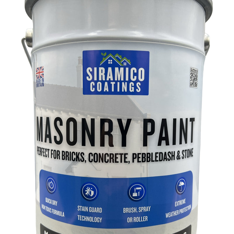One Coat All in One Masonry Paint with Primer & Sealer | 500ml or 5 Litres - Matt | White - Red - Black - Mid Grey - Dark Grey
