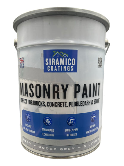 One Coat All in One Masonry Paint with Primer & Sealer | 500ml or 5 Litres - Matt | White - Red - Black - Mid Grey - Dark Grey