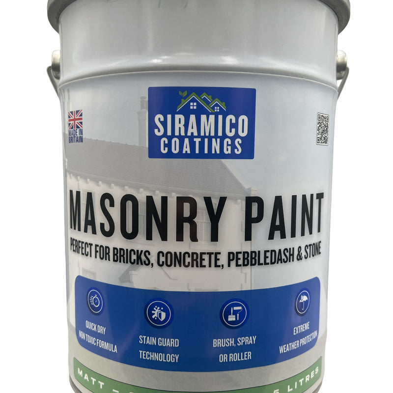One Coat All in One Masonry Paint with Primer & Sealer | 500ml or 5 Litres - Matt | White - Red - Black - Mid Grey - Dark Grey