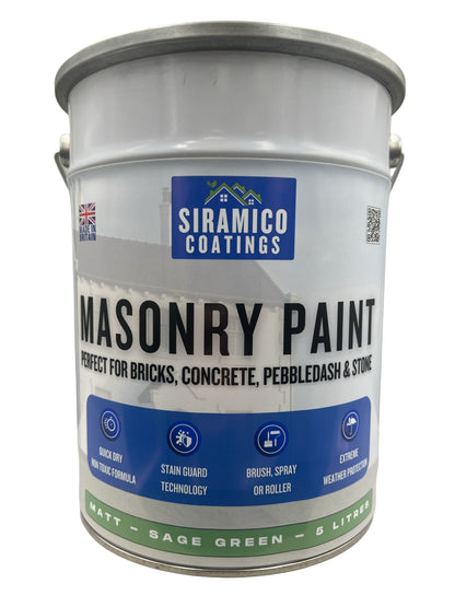 One Coat All in One Masonry Paint with Primer & Sealer | 500ml or 5 Litres - Matt | White - Red - Black - Mid Grey - Dark Grey