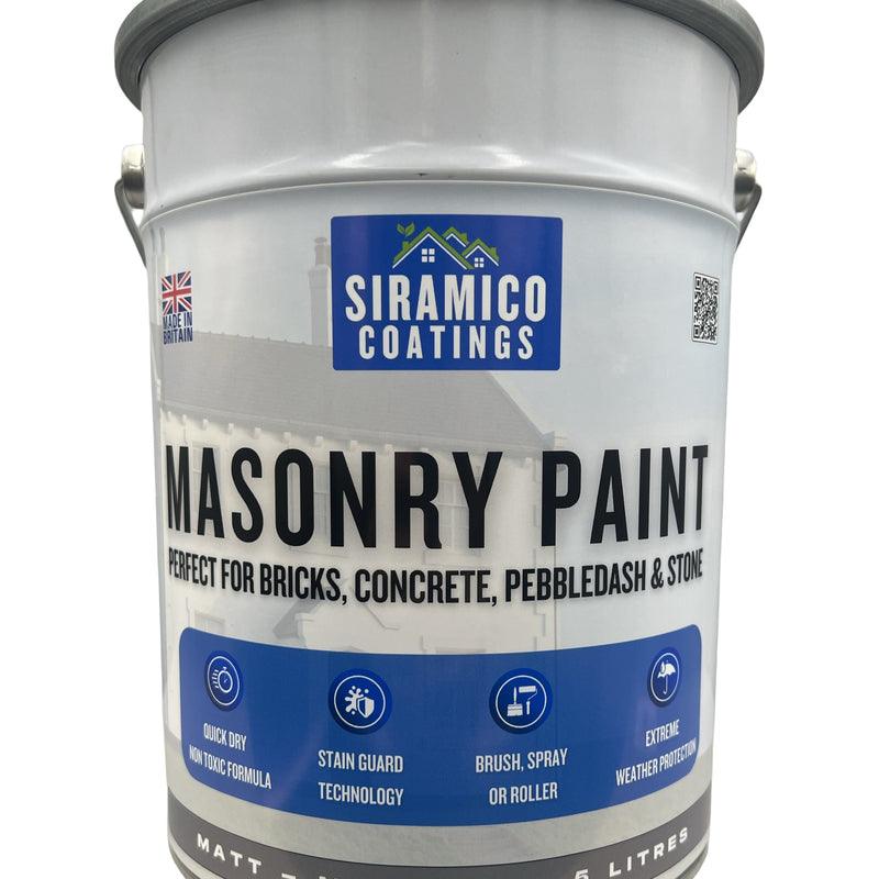One Coat All in One Masonry Paint with Primer & Sealer | 500ml or 5 Litres - Matt | White - Red - Black - Mid Grey - Dark Grey