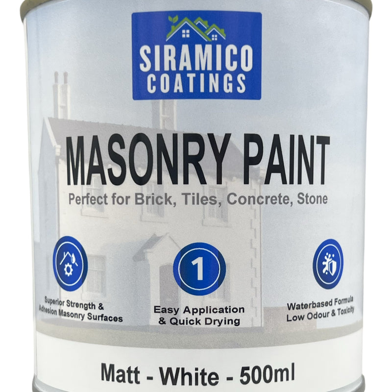 One Coat All in One Masonry Paint with Primer & Sealer | 500ml or 5 Litres - Matt | White - Red - Black - Mid Grey - Dark Grey
