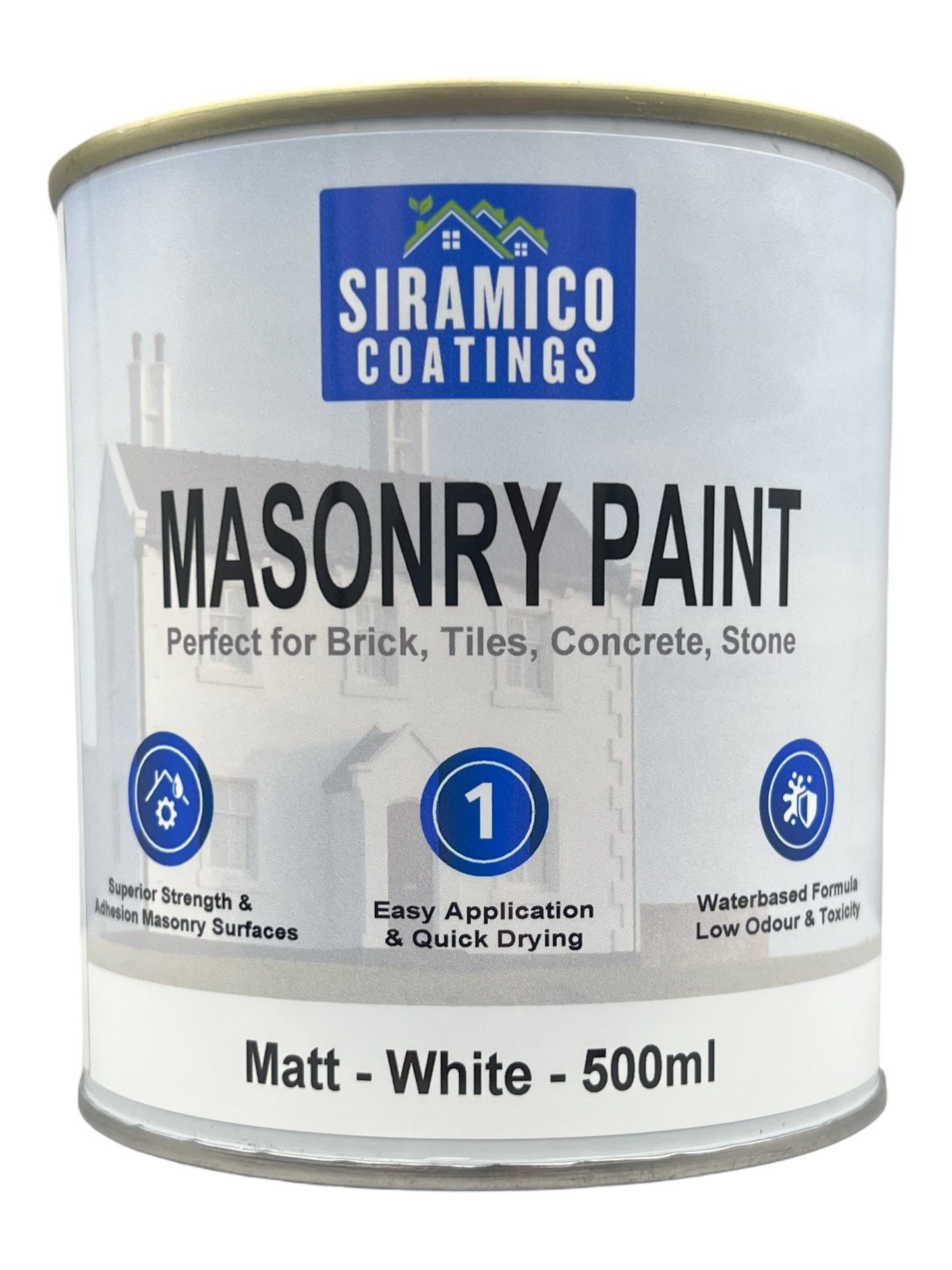 One Coat All in One Masonry Paint with Primer & Sealer | 500ml or 5 Litres - Matt | White - Red - Black - Mid Grey - Dark Grey