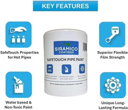 Safe Touch Pipe Paint - 1 Litre - Thermal Insulation Paint for Pipes - SafeTouch Properties