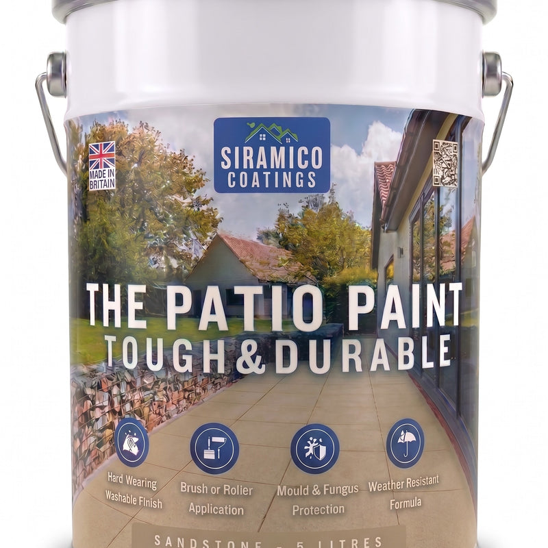 One Coat Anti-Slip Patio Paint for Concrete, Stone, Brick or Tile | 5 Litres | Premium One Coat Mould & UV Resistant Formula | White Grey Black Red