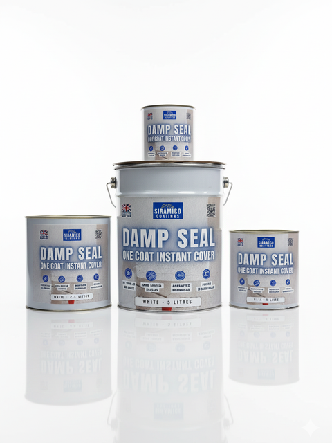 Damp Seal One Coat | 1, 2.5 & 5 Litres - Matt White | Siramico Coatings