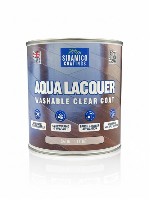 Aqua Lacquer |  1 Litre - Clear Gloss & Satin | Siramico Coatings