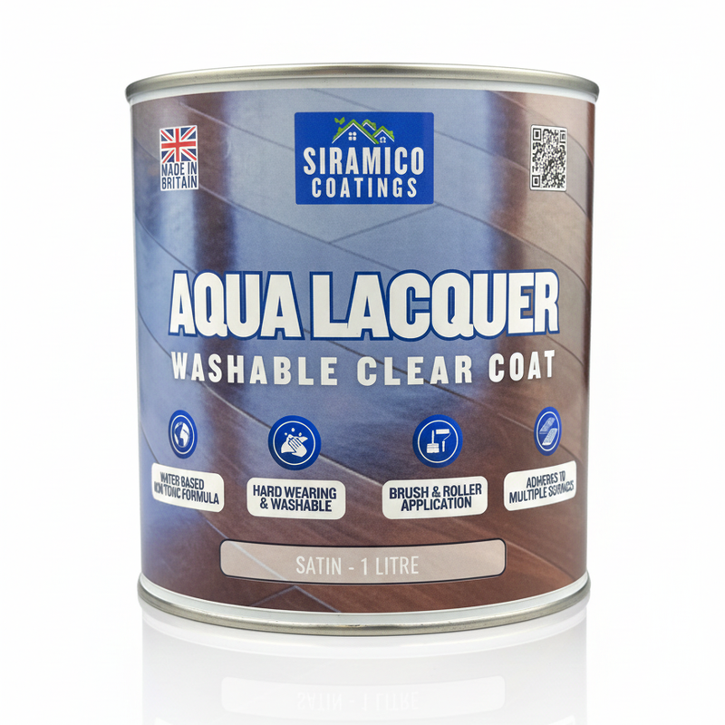 Aqua Lacquer |  1 Litre - Clear Gloss & Satin | Siramico Coatings