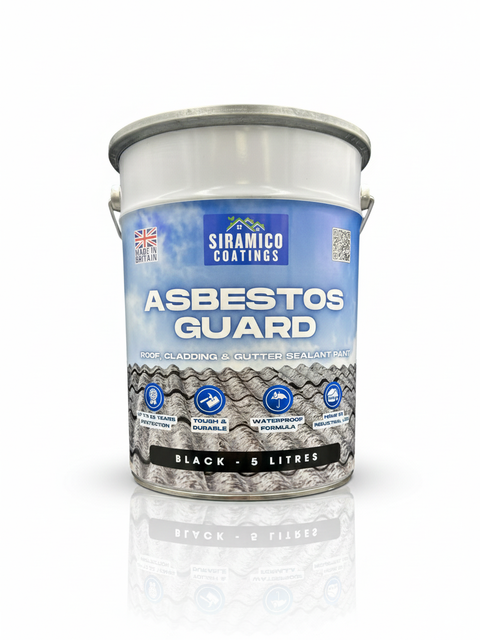 Siramico - Asbestos Guard™ | Sealant Paint & Coating - Full Protection for Cladding, Gutters and Roofs | 1 Litre or 5 Litres - Clear, Grey or Black