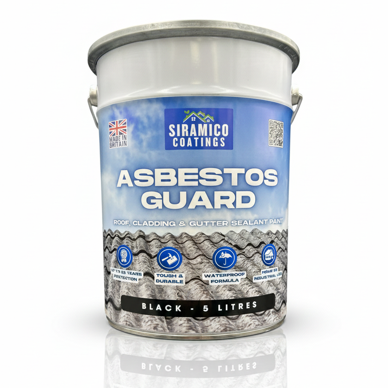 Siramico - Asbestos Guard™ | Sealant Paint & Coating - Full Protection for Cladding, Gutters and Roofs | 1 Litre or 5 Litres - Clear, Grey or Black