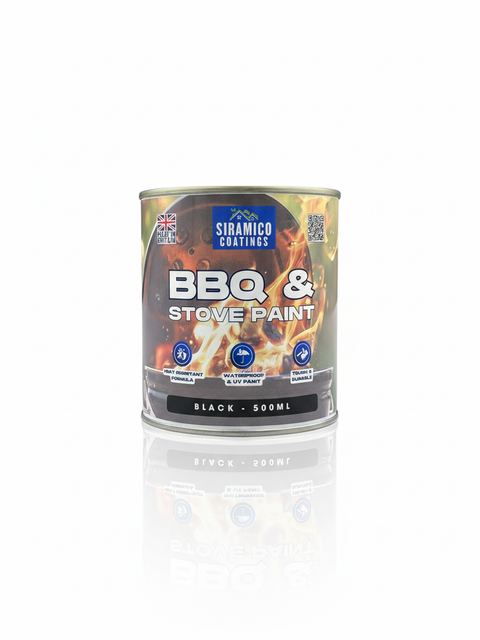 BBQ & Stove High Temperature up to 1000°C Paint | 500ml or 1 Litre  Black, White or Red - Matt | Siramico Coatings