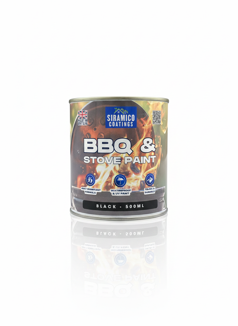 BBQ & Stove High Temperature up to 1000°C Paint | 500ml or 1 Litre  Black, White or Red - Matt | Siramico Coatings