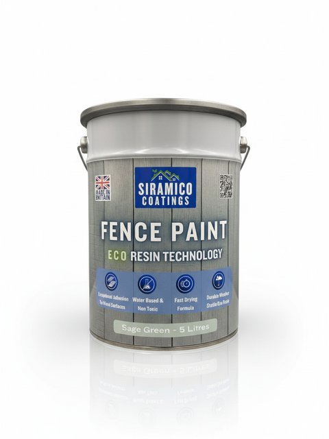 One Coat Premium Fence Paint | 5 Litres | ECO-Resin™ Technology | 6 Luxury Colours | Goose Grey | Sage Green | Anthracite Grey | Pastel Blue | Deep Black | Ice White
