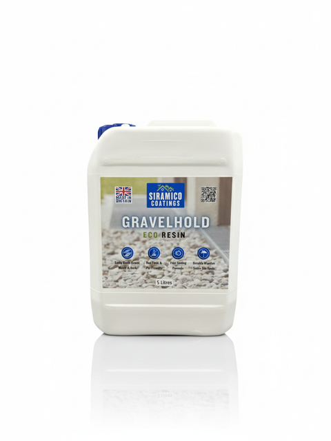 GRAVELHOLD ECO Resin Glue | 5 litres | Waterbased Binder for Gravel Stones and Mulch on Borders, Patios & Garden Paths. Non Toxic & Pet Friendly