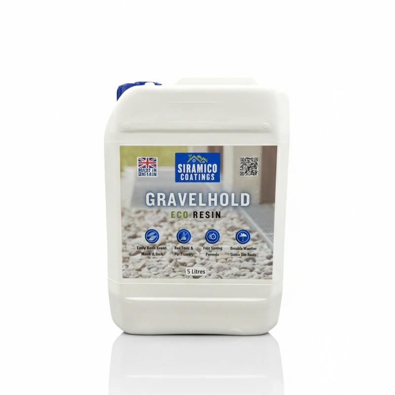 GRAVELHOLD ECO Resin Glue | 5 litres | Waterbased Binder for Gravel Stones and Mulch on Borders, Patios & Garden Paths. Non Toxic & Pet Friendly