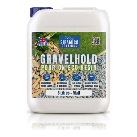 Gravelhold Pour On ECO Resin™ – Gravel & Mulch Binder | 5L | Clear, Pet Safe & Permeable