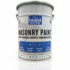 One Coat All in One Masonry Paint with Primer & Sealer | 500ml or 5 Litres - Matt | White - Red - Black - Mid Grey - Dark Grey