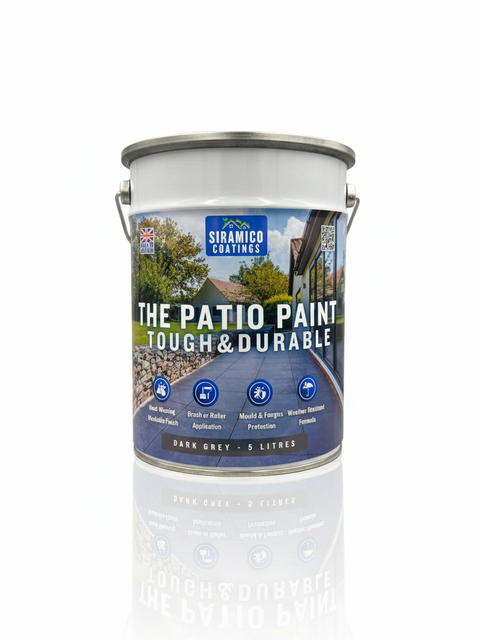 One Coat Anti-Slip Patio Paint for Concrete, Stone, Brick or Tile | 5 Litres | Premium One Coat Mould & UV Resistant Formula | White Grey Black Red