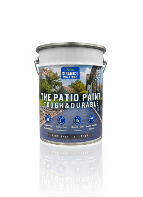 One Coat Anti-Slip Patio Paint for Concrete, Stone, Brick or Tile | 5 Litres | Premium One Coat Mould & UV Resistant Formula | White Grey Black Red