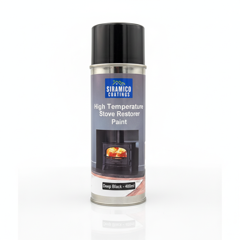 Stove, Chiminea, Smoker & BBQ Spray Paint Restorer | High Temperature Paint Formula up to 1000°C | Deep Black, Ice White or Flame Red | 400ml