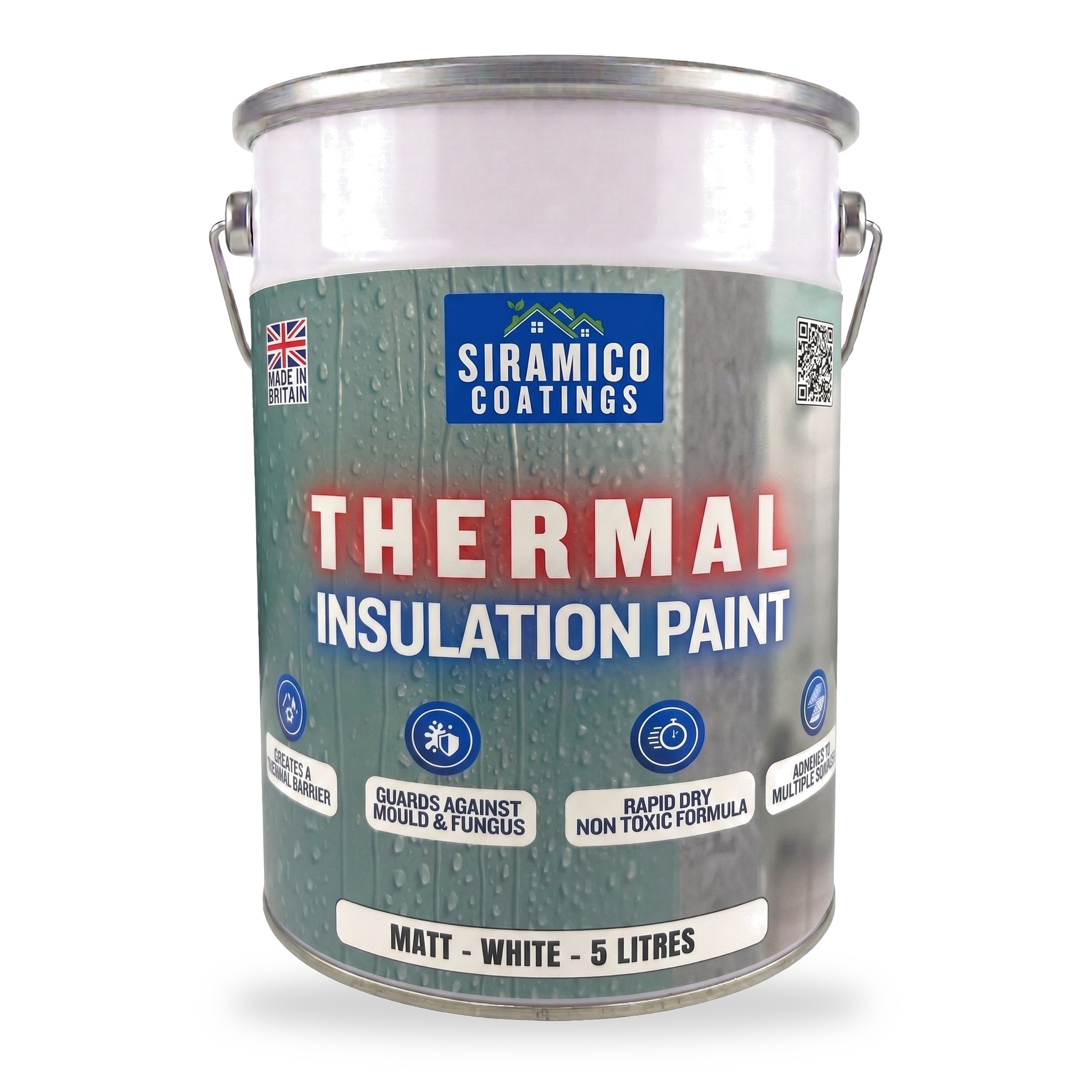 Thermal Insulation Coating | 5 Litres - White Matt | Siramico Coatings