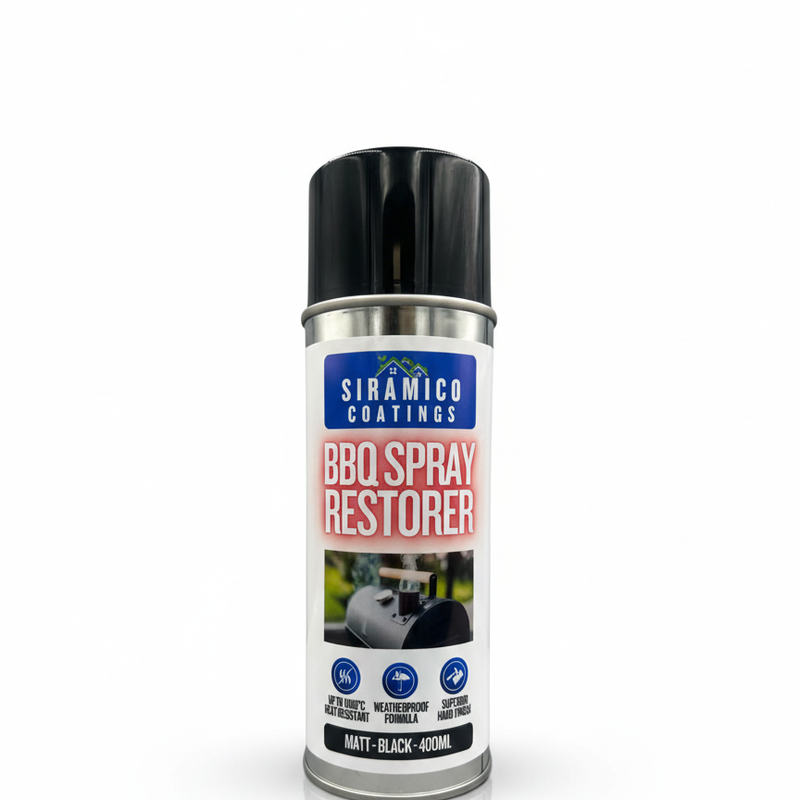 All in One Primerless BBQ, Firepit & Smoker Spray Paint Restorer | High Temperature Paint Formula up to 1000°C | Matt Black, Red or White | 400ml