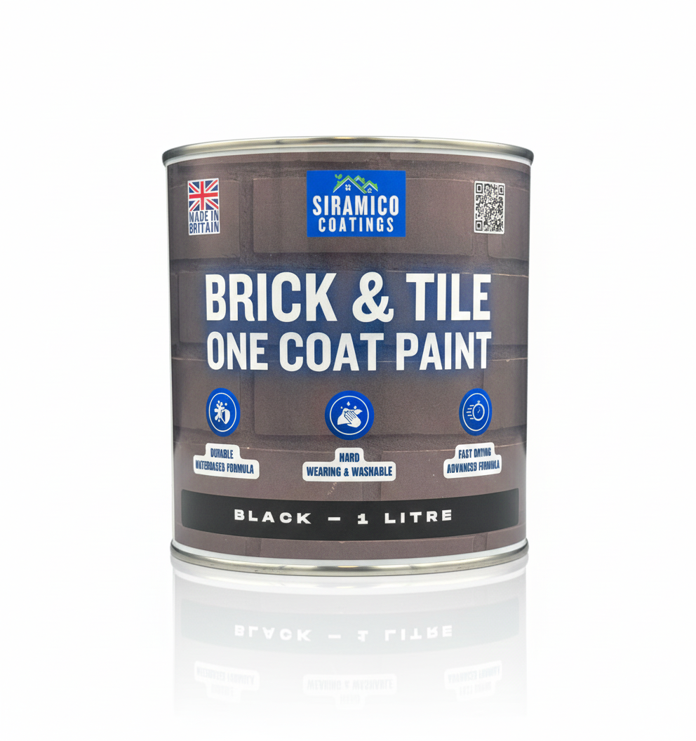 Brick & Tile Paint | Black | 1 Litre, 2.5 Litres or 5 Litres | Siramico Coatings