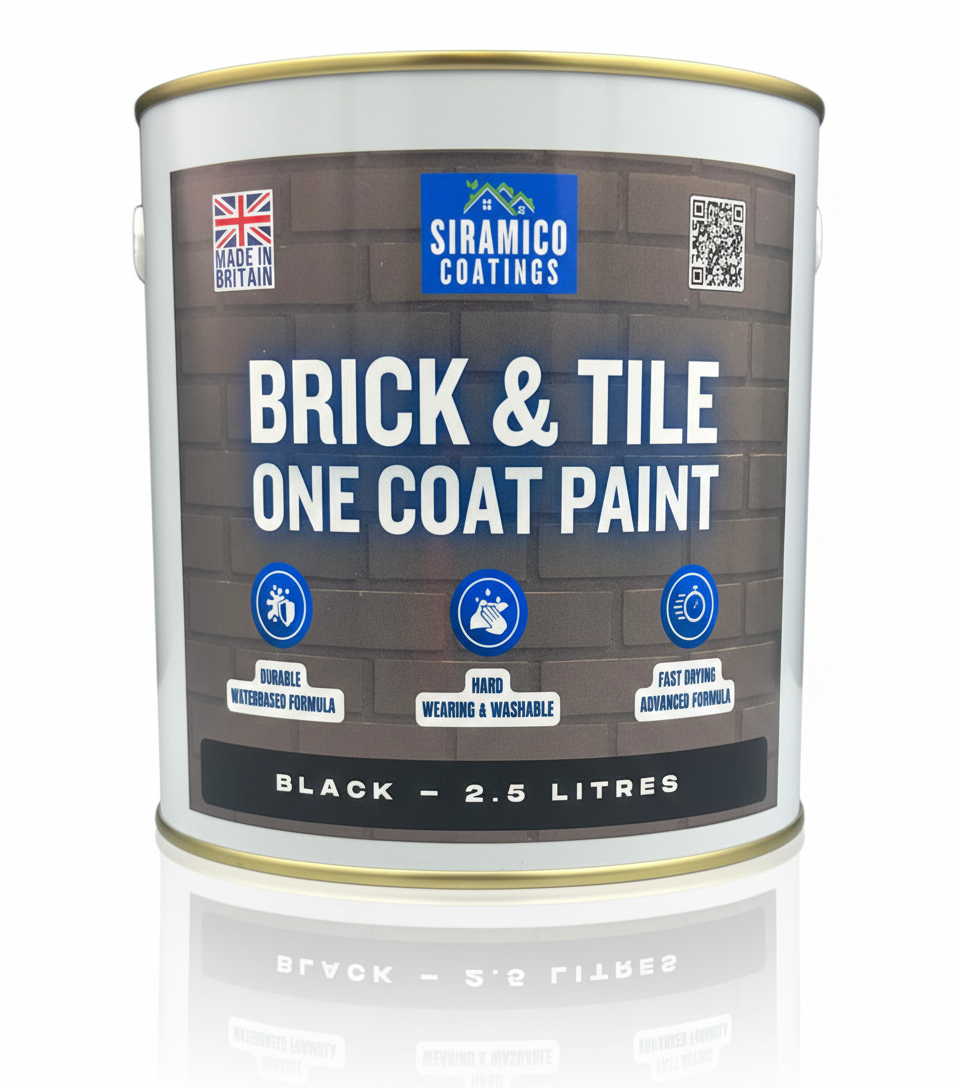 Brick & Tile Paint | Black | 1 Litre, 2.5 Litres or 5 Litres | Siramico Coatings