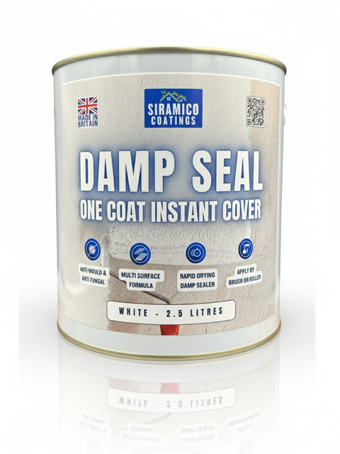 Damp Seal One Coat | 1, 2.5 & 5 Litres - Matt White | Siramico Coatings