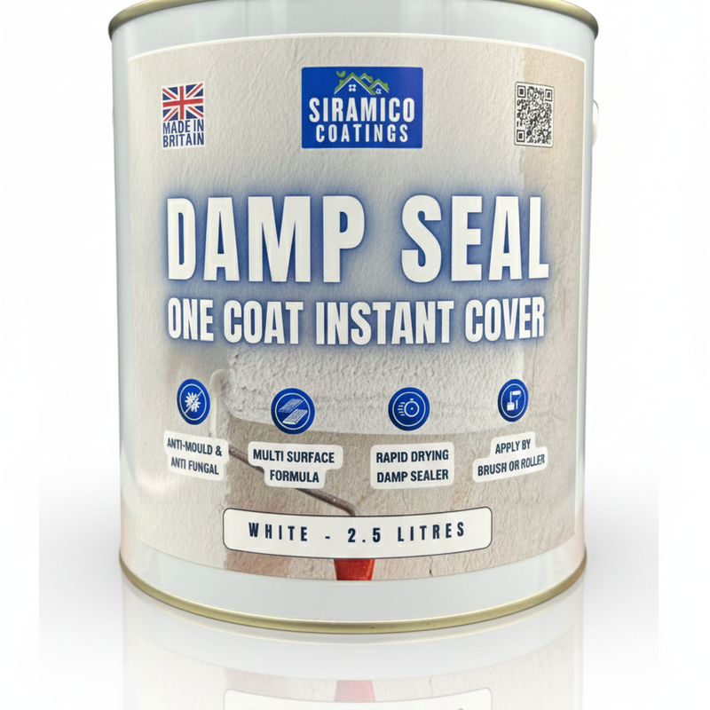 Damp Seal One Coat | 1, 2.5 & 5 Litres - Matt White | Siramico Coatings