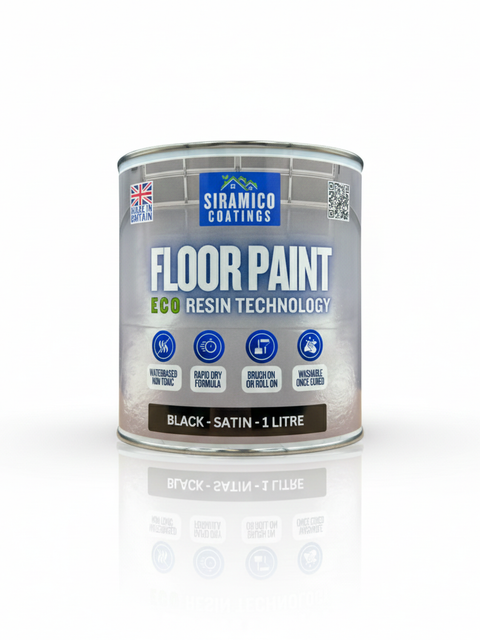 Floor Paint | 1 Litre | Satin | Water-Based Quick-Dry Formula - Non-Toxic, No-VOC, Durable Coating for Concrete, Brick, Stone & Wood Floors