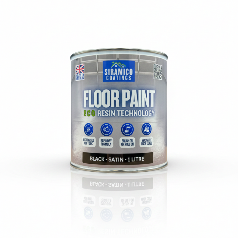 Floor Paint | 1 Litre | Satin | Water-Based Quick-Dry Formula - Non-Toxic, No-VOC, Durable Coating for Concrete, Brick, Stone & Wood Floors