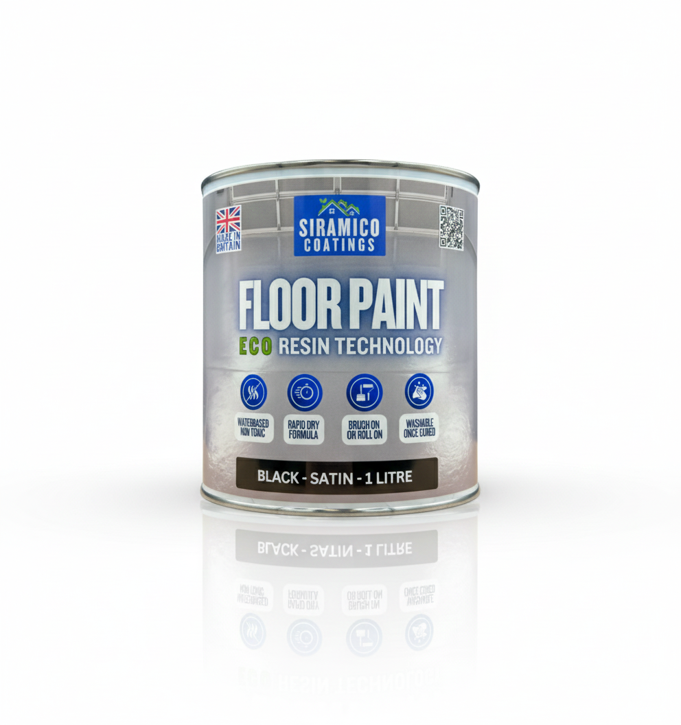 Floor Paint | 1 Litre | Satin | Water-Based Quick-Dry Formula - Non-Toxic, No-VOC, Durable Coating for Concrete, Brick, Stone & Wood Floors