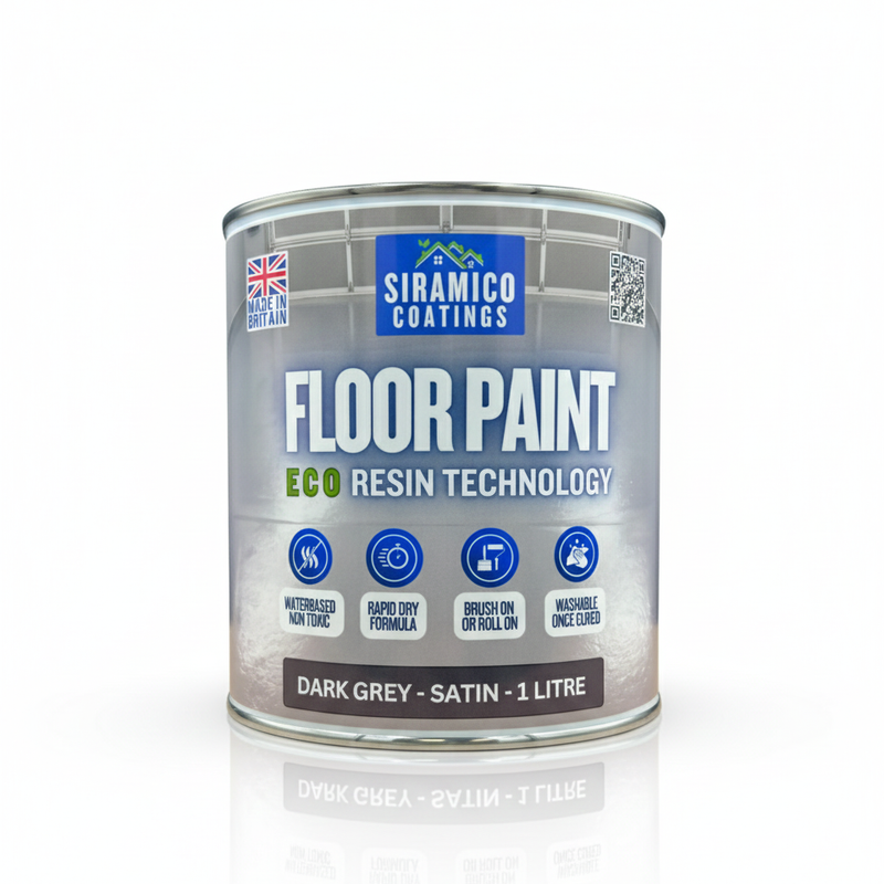 Floor Paint | 1 Litre | Satin | Water-Based Quick-Dry Formula - Non-Toxic, No-VOC, Durable Coating for Concrete, Brick, Stone & Wood Floors