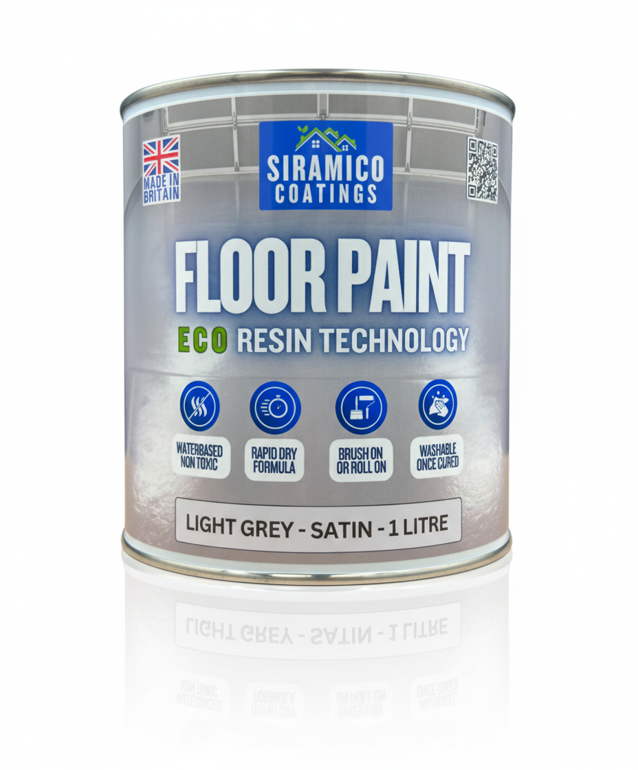 Floor Paint | 1 Litre | Satin | Water-Based Quick-Dry Formula - Non-Toxic, No-VOC, Durable Coating for Concrete, Brick, Stone & Wood Floors