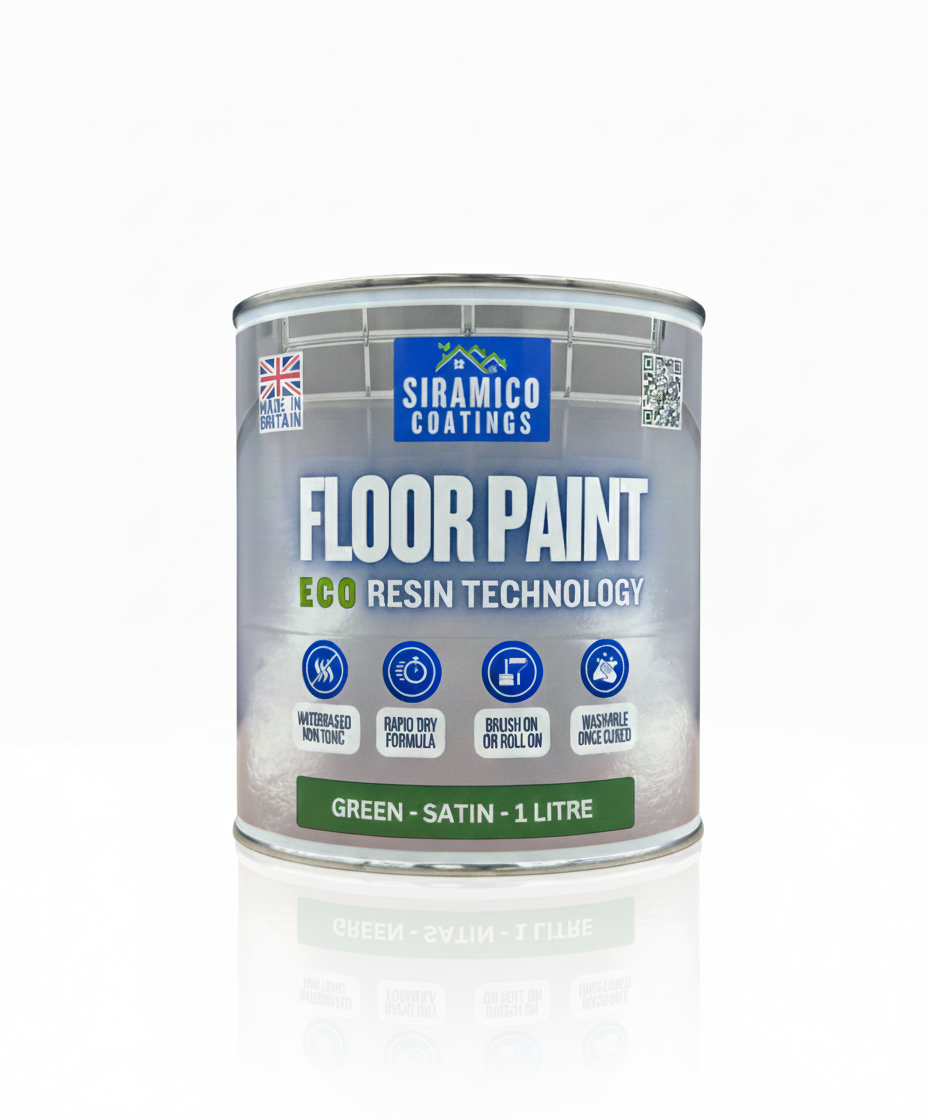 Floor Paint | 1 Litre | Satin | Water-Based Quick-Dry Formula - Non-Toxic, No-VOC, Durable Coating for Concrete, Brick, Stone & Wood Floors