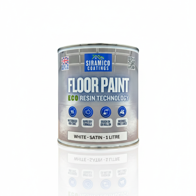 Floor Paint | 1 Litre | Satin | Water-Based Quick-Dry Formula - Non-Toxic, No-VOC, Durable Coating for Concrete, Brick, Stone & Wood Floors