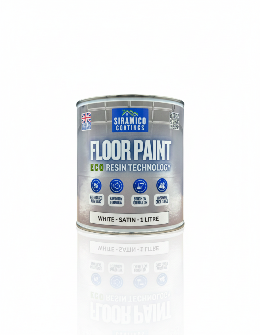 Floor Paint | 1 Litre | Satin | Water-Based Quick-Dry Formula - Non-Toxic, No-VOC, Durable Coating for Concrete, Brick, Stone & Wood Floors