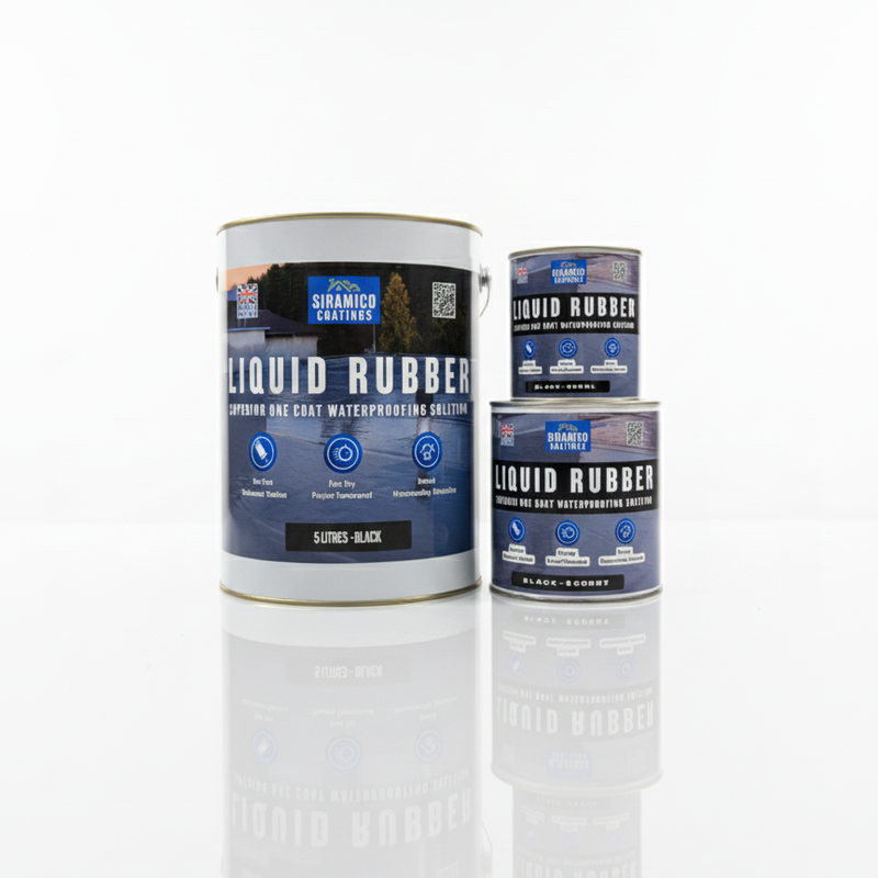 Siramico Coatings Liquid Rubber Roof Coating | 500ml & 1 Litre | Instant Leak Seal Technology I Quick Drying, One Coat Waterproofing Sealant | Black, Grey & Clear