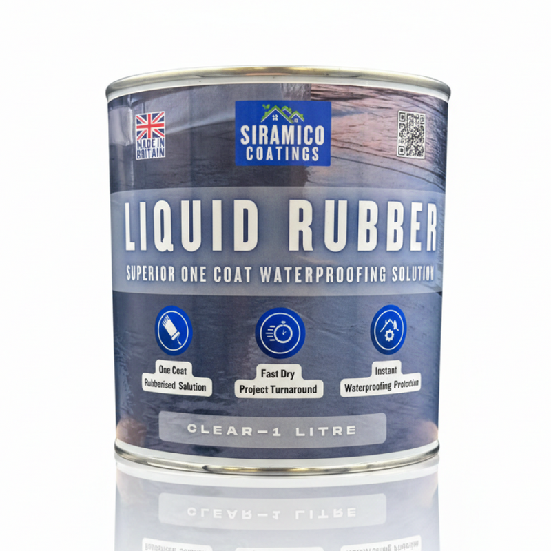 Siramico Coatings Liquid Rubber Roof Coating | 500ml & 1 Litre | Instant Leak Seal Technology I Quick Drying, One Coat Waterproofing Sealant | Black, Grey & Clear