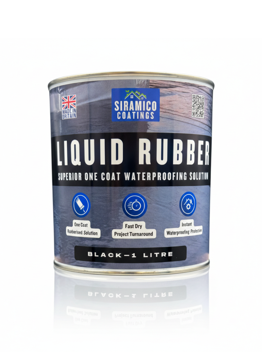 Siramico Coatings Liquid Rubber Roof Coating | 500ml & 1 Litre | Instant Leak Seal Technology I Quick Drying, One Coat Waterproofing Sealant | Black, Grey & Clear