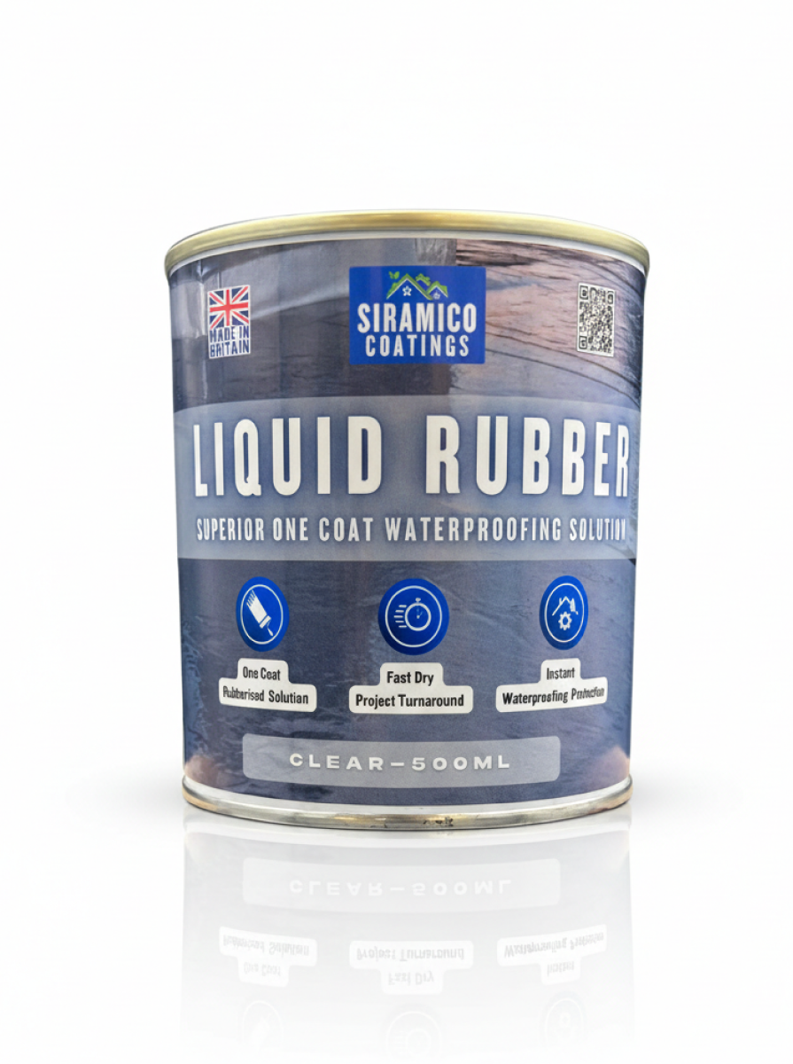 Siramico Coatings Liquid Rubber Roof Coating | 500ml & 1 Litre | Instant Leak Seal Technology I Quick Drying, One Coat Waterproofing Sealant | Black, Grey & Clear