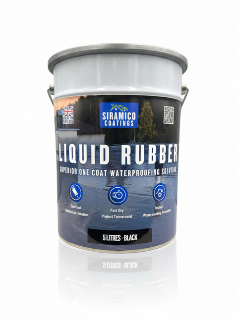 Siramico Liquid Rubber Roof Coating | 5 Litres | Instant Leak Seal Technology I Quick Drying, One Coat Waterproofing Sealant | Black, Grey & Clear