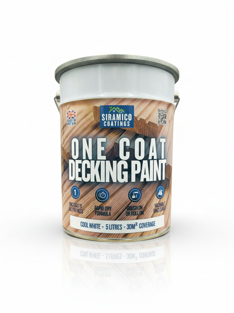 One Coat Anti-Slip Premium Decking Paint & Sealer | 30m² - 5 Litres | Mould & UV Resistant Formula | Cool White - Light Grey - Mid Grey - Dark Grey - Sage Green - Black - Brick Red