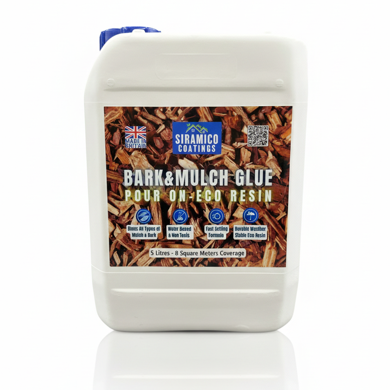 Bark & Mulch Glue ECO-Resin™ Holder Binder | 5 litres | Waterbased Binder for Bark & Mulch on Borders, Patios & Garden Paths. Non Toxic & Pet Friendly