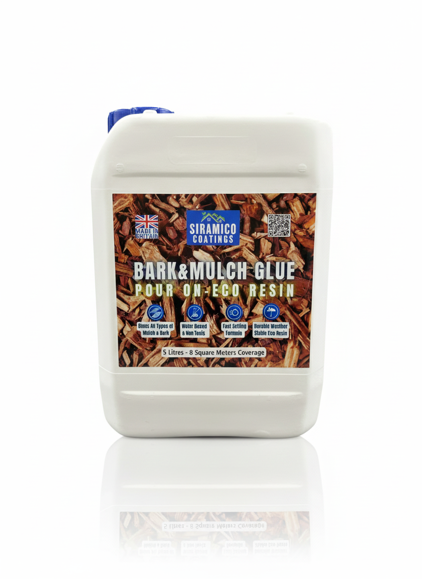 Bark & Mulch Glue ECO-Resin™ Holder Binder | 5 litres | Waterbased Binder for Bark & Mulch on Borders, Patios & Garden Paths. Non Toxic & Pet Friendly