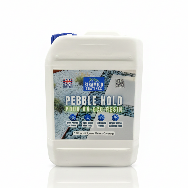 Pebble Hold Pour On ECO-Resin™ Glue Binder | 5 litres - 8m² | Waterbased Binder for Pebbles & Stones on Borders, Patios & Garden Paths. Non Toxic & Pet Friendly