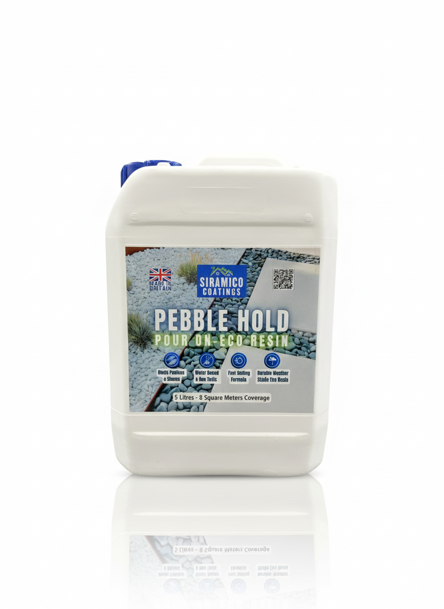 Pebble Hold Pour On ECO-Resin™ Glue Binder | 5 litres - 8m² | Waterbased Binder for Pebbles & Stones on Borders, Patios & Garden Paths. Non Toxic & Pet Friendly